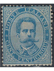 ITALIA REGNO 1879 Umberto I 25c azzurro MH*