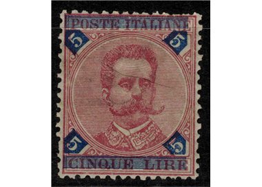 ITALY KINGDOM 1891 Umberto I 5£ carmine and blue MH*