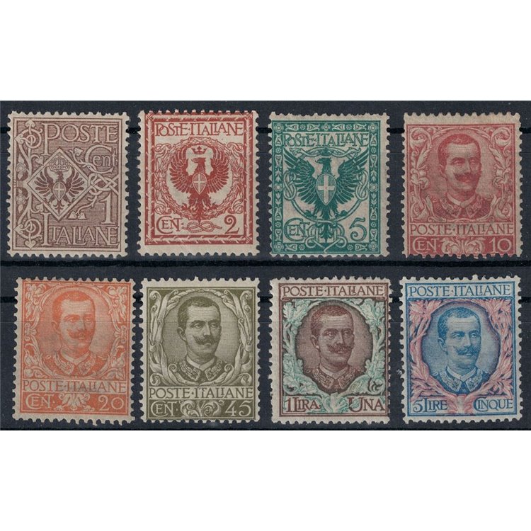 ITALIA REGNO 1901 Floreale, serietta 8v MH*
