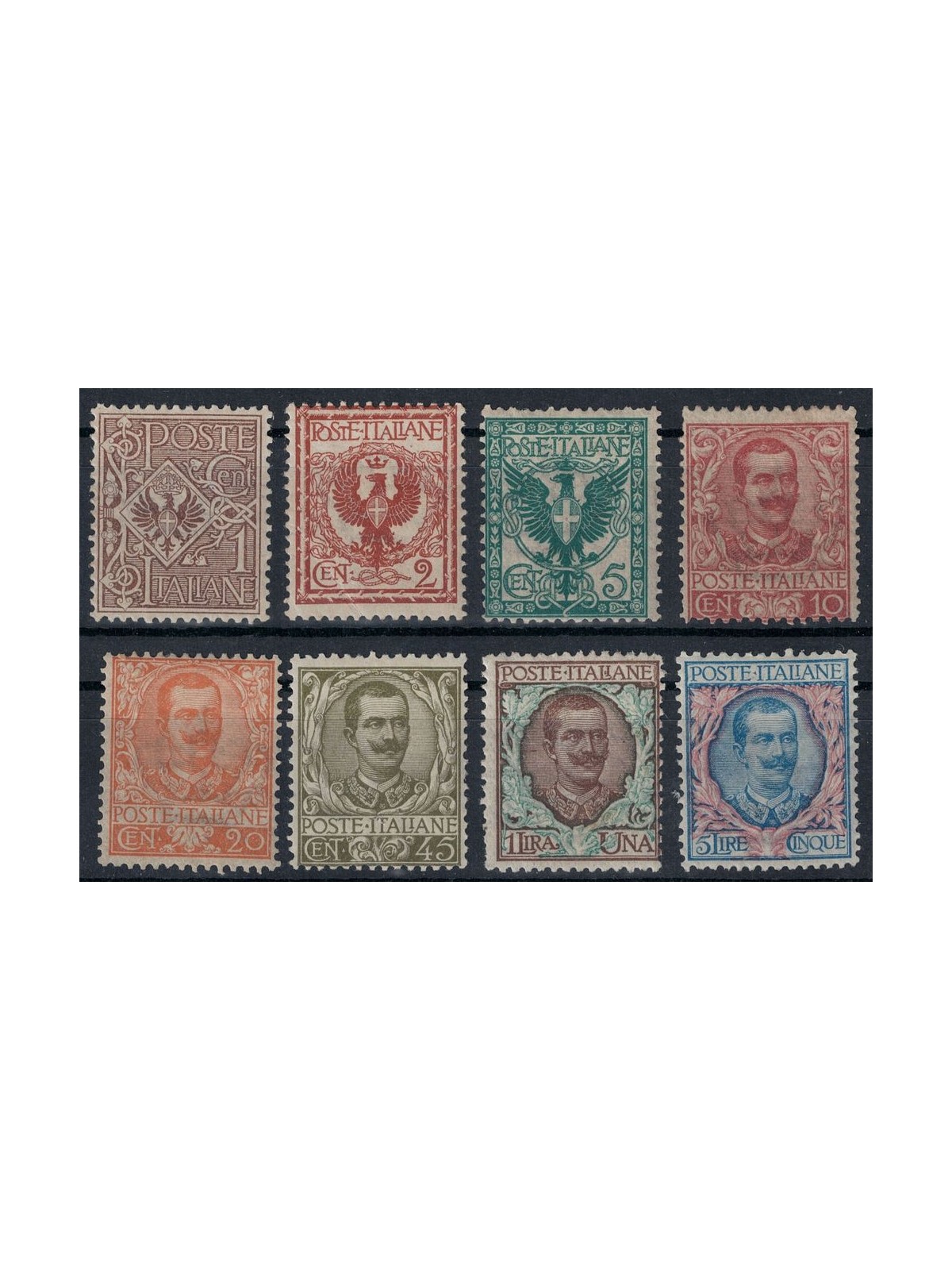ITALIA REGNO 1901 Floreale, serietta 8v MH*