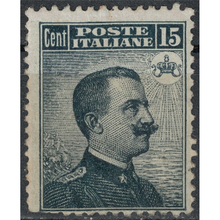 ITALIA REGNO 1909 Michetti 15c nero e grigio MH*