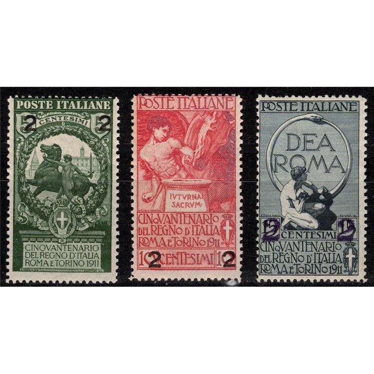 ITALY KINGDOM 1913 Unification of Italy overprinted 3v MH*