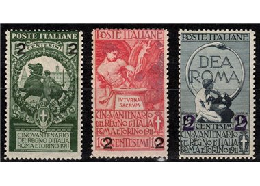 ITALY KINGDOM 1913 Unification of Italy overprinted 3v MH*