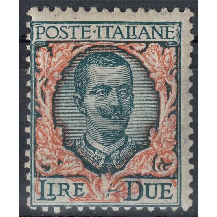 ITALIA REGNO 1923 Floreale 2£ verde grigio e arancio MH*