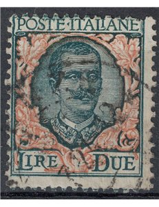 ITALIA REGNO 1923 Floreale 2£ verde grigio e arancio us