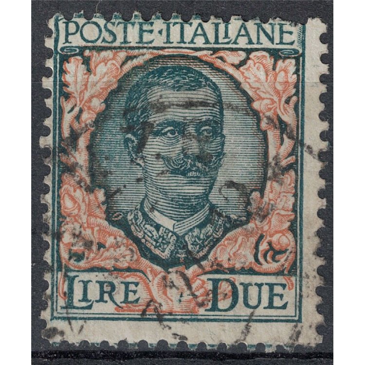 ITALIA REGNO 1923 Floreale 2£ verde grigio e arancio us