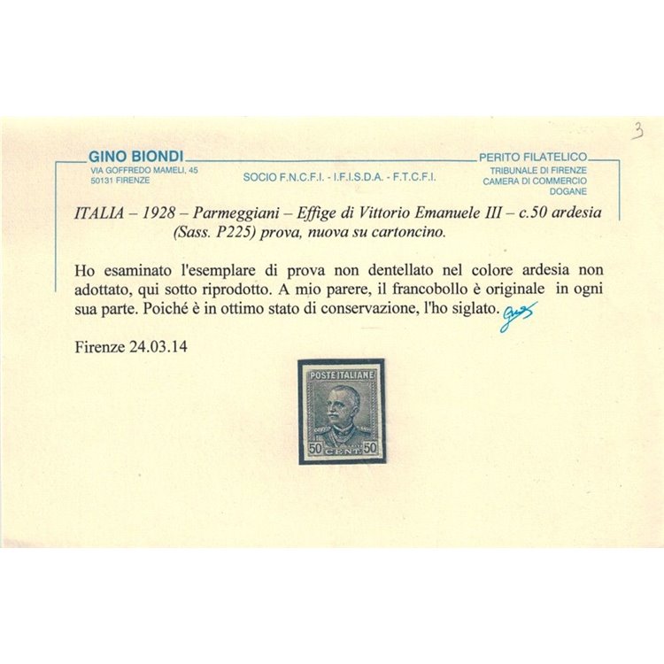 ITALIA REGNO 1928 Tipo Giubileo, prova d'archivio del 50c MNH** ©
