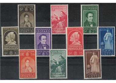 ITALIA REGNO 1937 Uomini illustri 10v MNH**