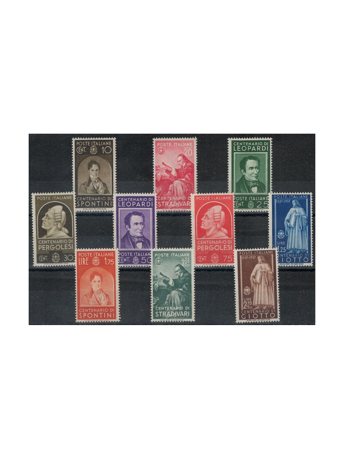 ITALY KINGDOM 1937 Illustrious men 10v MNH**
