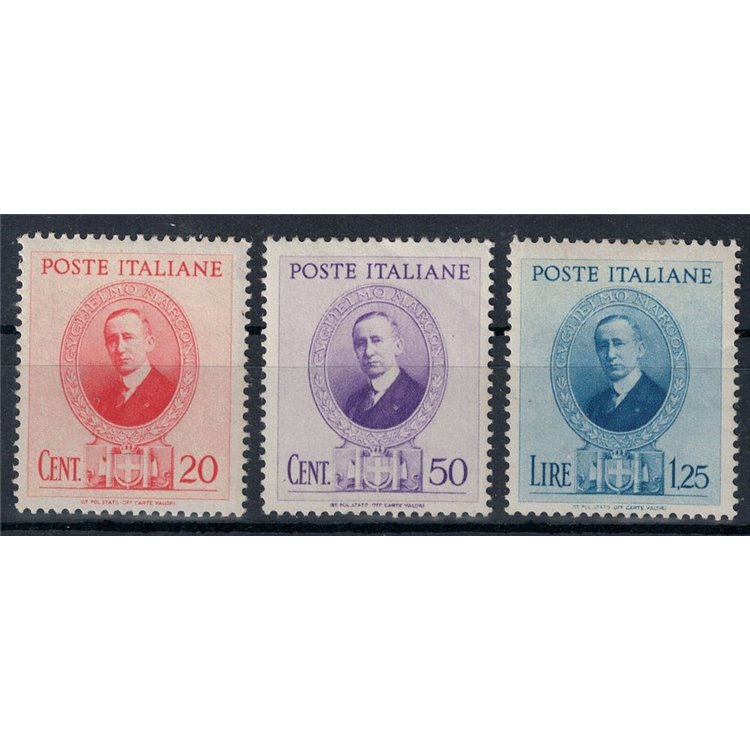 ITALY KINGDOM 1938 Guglielmo Marconi 3v MH*