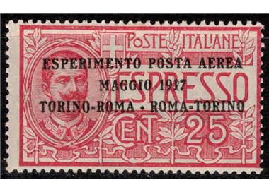 ITALY KINGDOM 1917 MH* airmail experiment