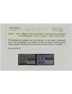 ITALIA REGNO 1927 Posta aerea, soprastampati 2v MNH** ©