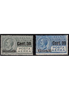ITALIA REGNO 1927 Posta aerea, soprastampati 2v MH*