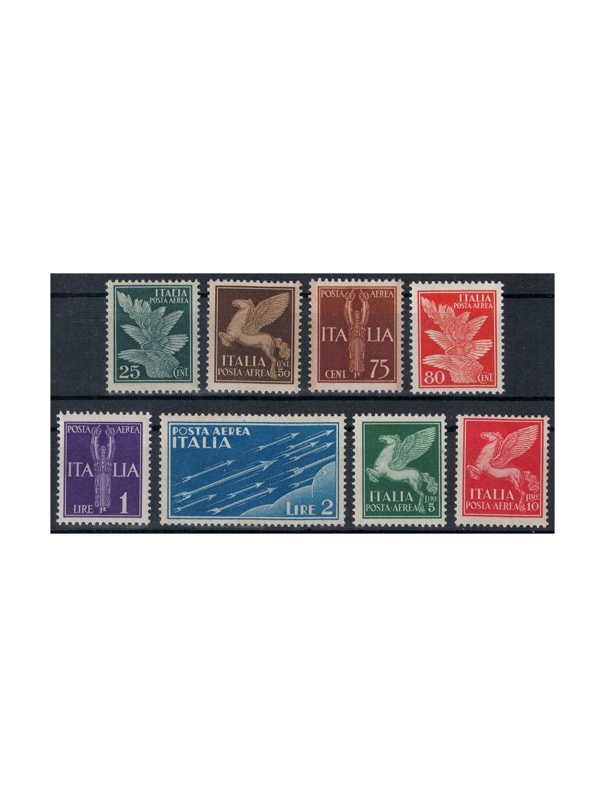 ITALIA REGNO 1930-32 Posta aerea, soggetti allegorici 8v MH*