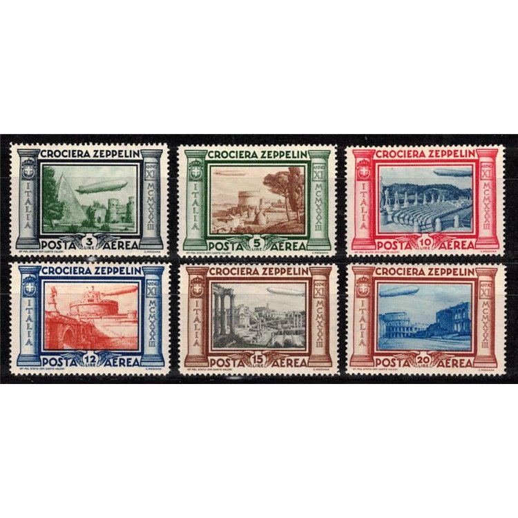 ITALY KINGDOM 1933 Zeppelin Cruise 6v MH*