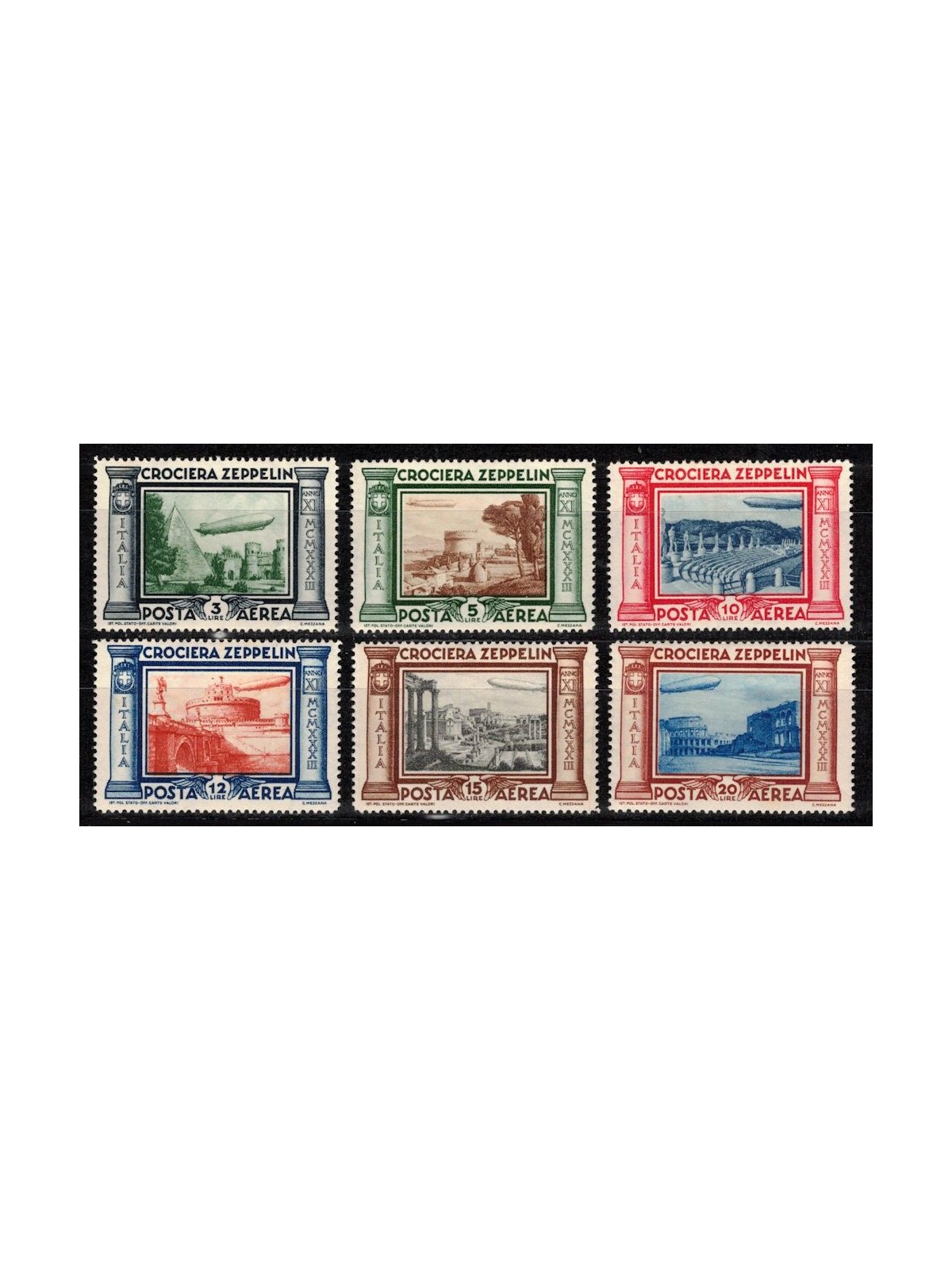 ITALIA REGNO 1933 Crociera Zeppelin 6v MH*