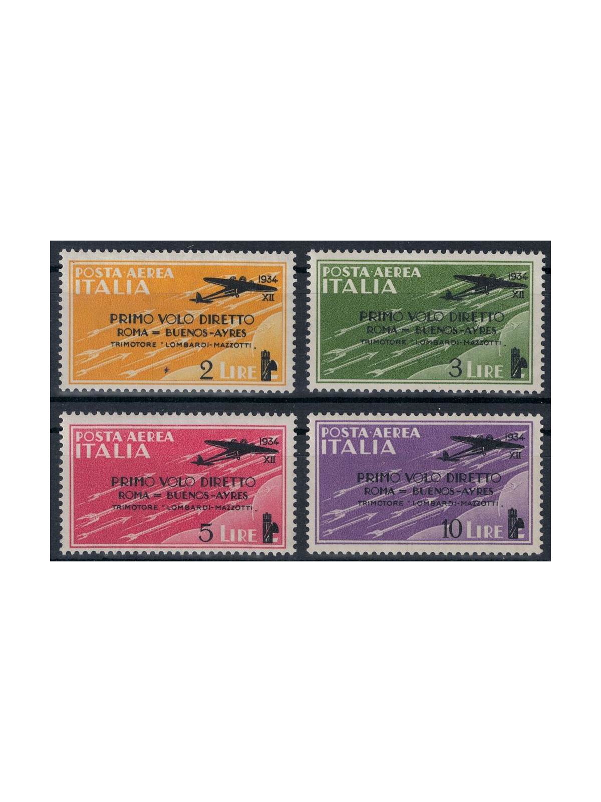 ITALIA REGNO 1934 Posta aerea Roma-Buenos Aires 4v MH*