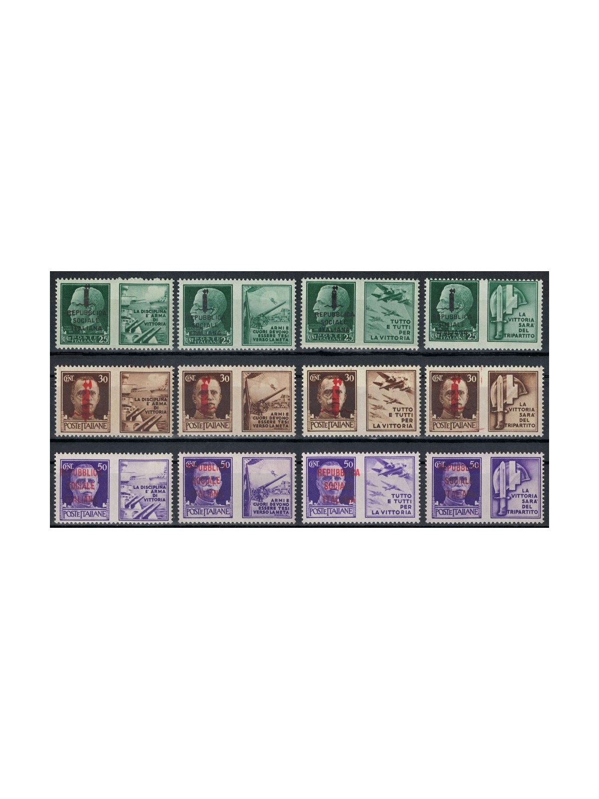 ITALIA RSI 1944 Propaganda di guerra 12v MNH**