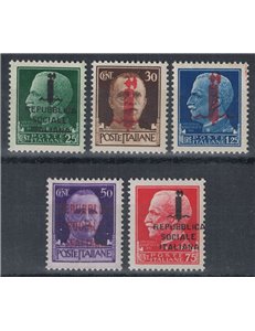 ITALY RSI 1944 Imperial overprinted 5v MNH**