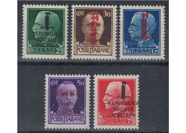 ITALY RSI 1944 Imperial overprinted 5v MNH**