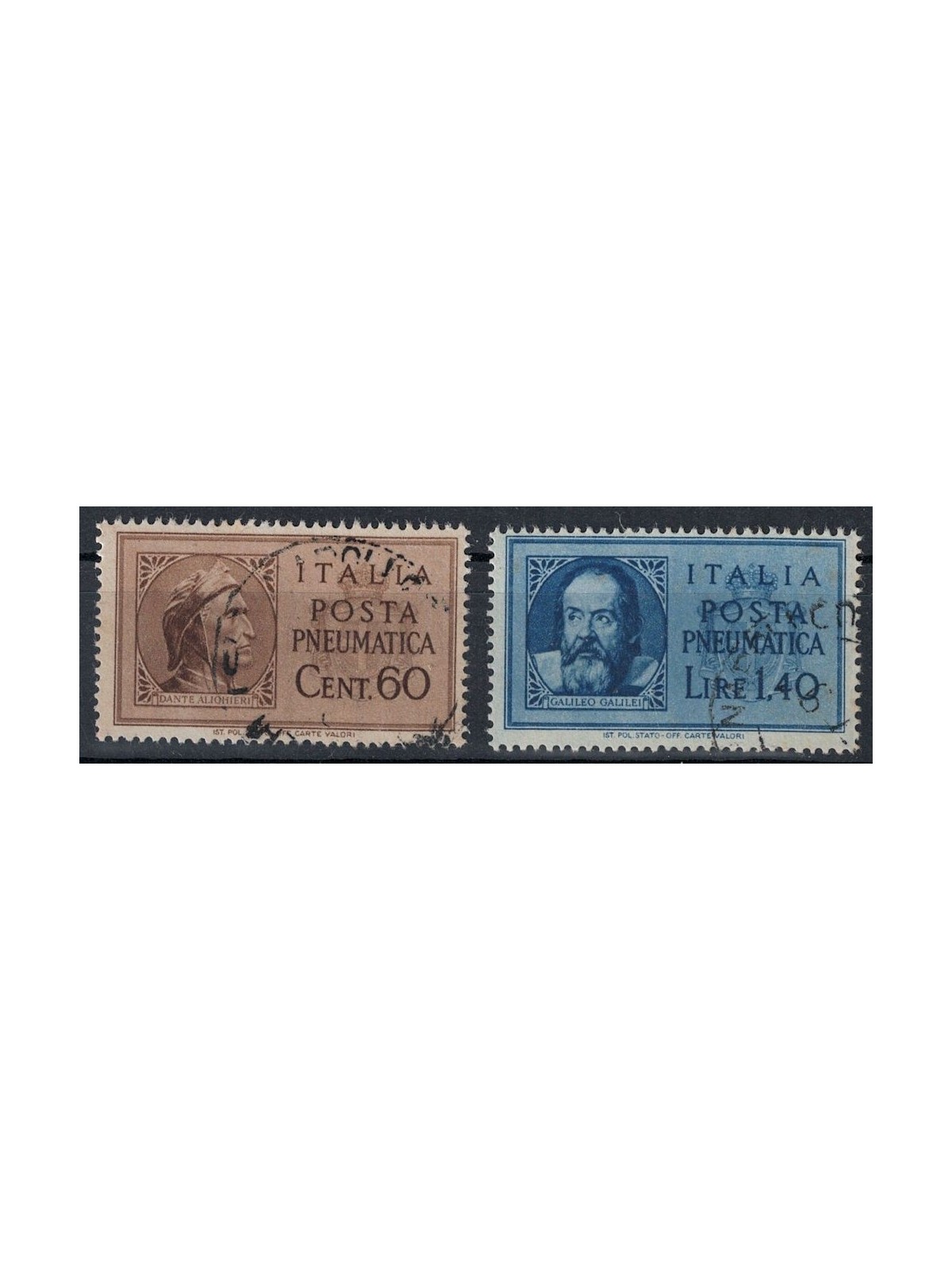 ITALY LIEUTENANCY 1945 Dante and Galileo, 2v us pneumatic post