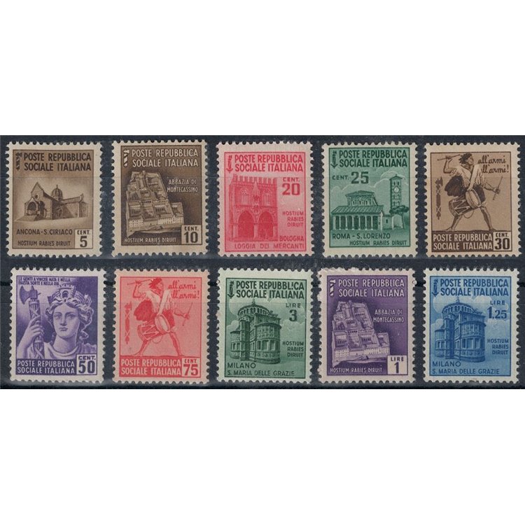 ITALIA RSI 1944-45 Monumenti distrutti 10v MNH**
