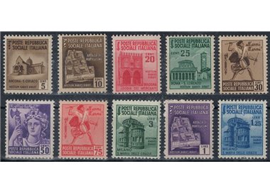 ITALIA RSI 1944-45 Monumenti distrutti 10v MNH**