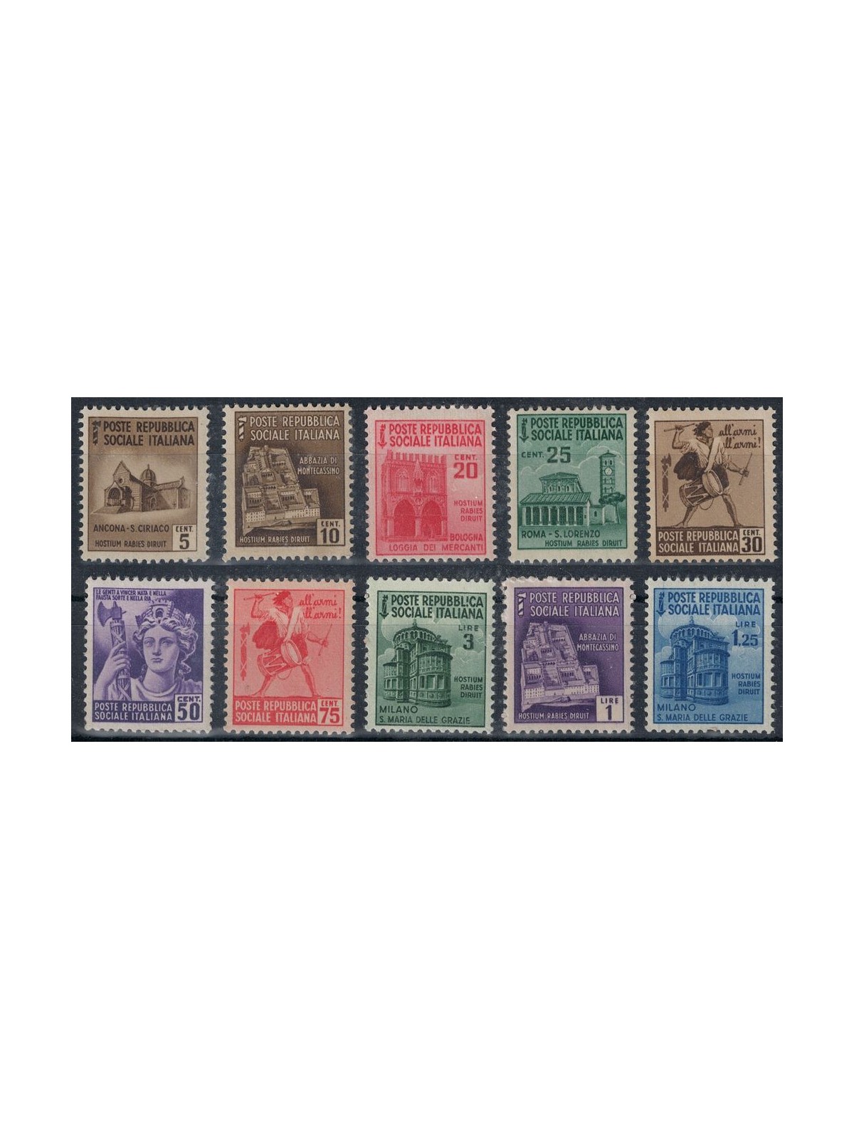 ITALY RSI 1944-45 Destroyed Monuments 10v MNH**