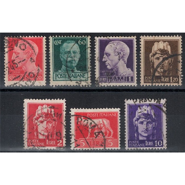 ITALIA LUOGOTENENZA 1945 Imperiale filigrana ruota (Roma) 7v us