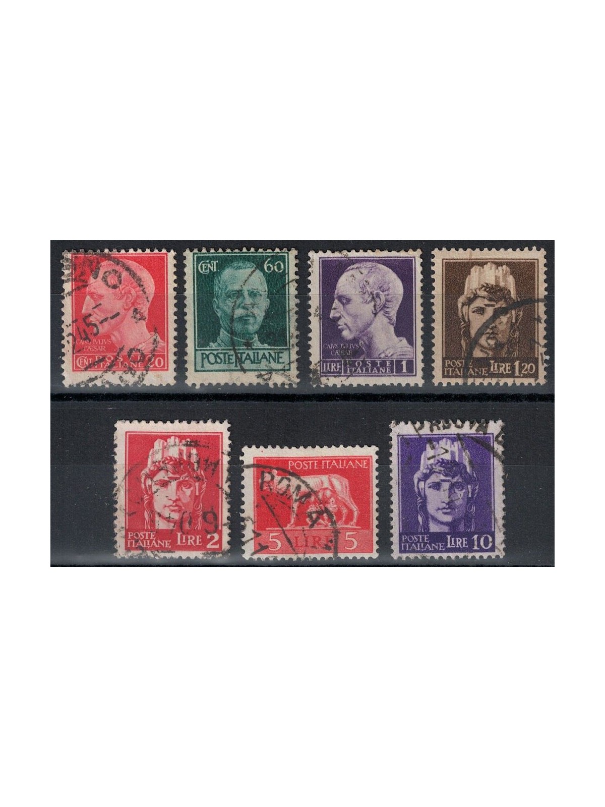 ITALIA LUOGOTENENZA 1945 Imperiale filigrana ruota (Roma) 7v us