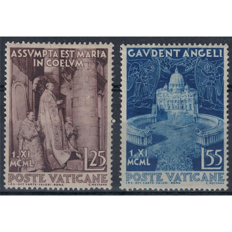 VATICANO 1951 Dogma dell'Assunzione 2v MH*