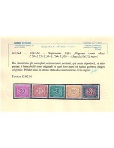 ITALIA 1947-54 Segnatasse (ruota) 14v MNH** © (Lusso)