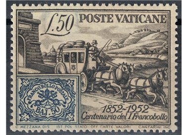 VATICAN 1952 Centenary of the MH stamp*