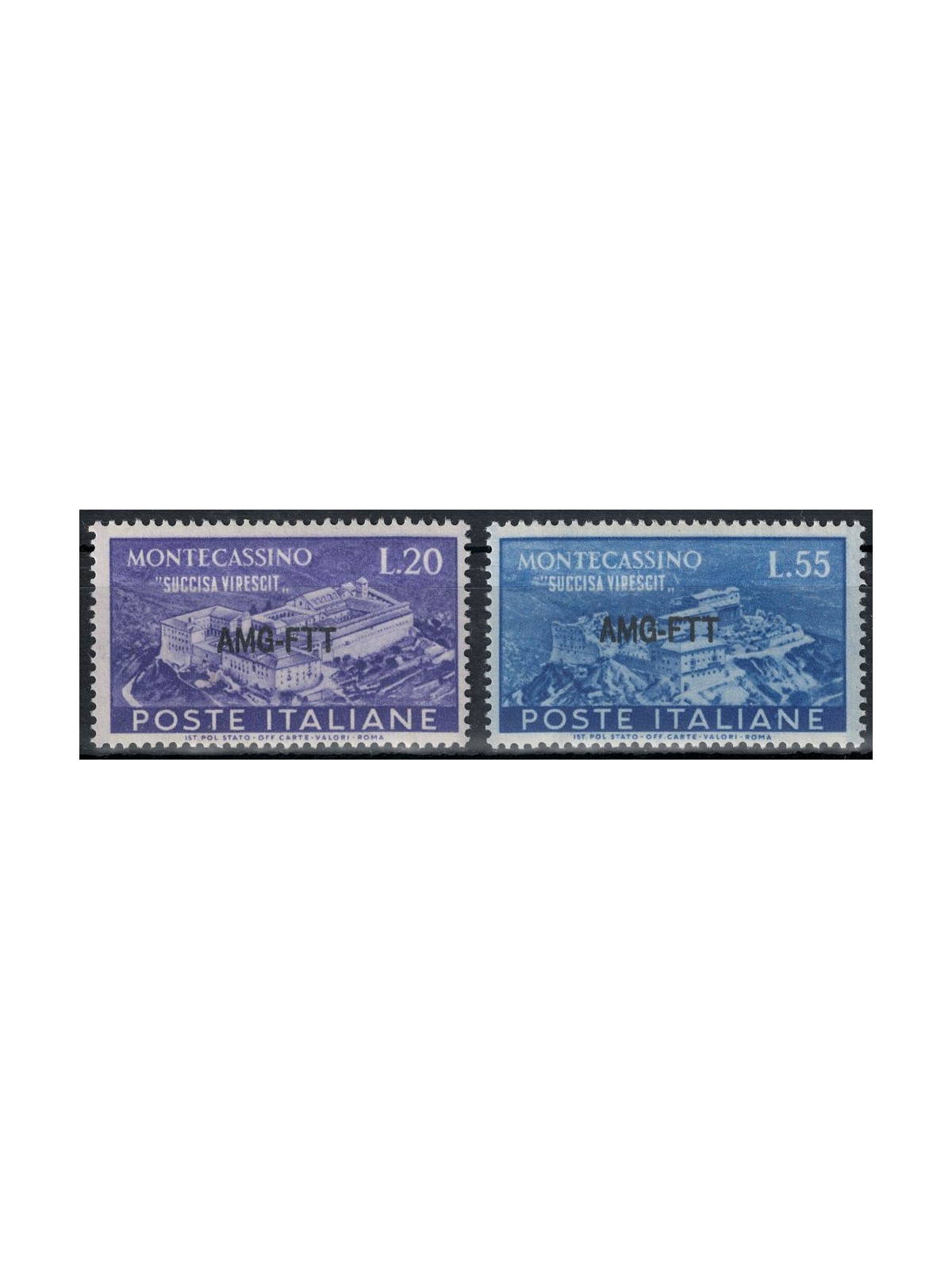 TRIESTE A 1951 Abbey of Montecassino 2v MH*