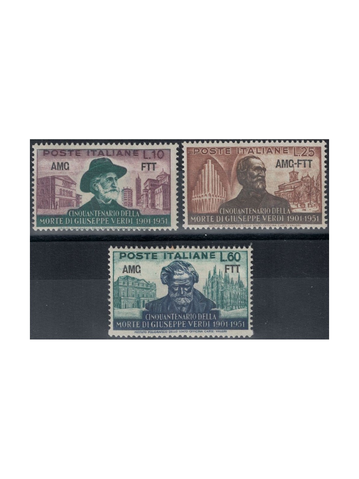 TRIESTE A 1951 Giuseppe Verdi 3v MH*