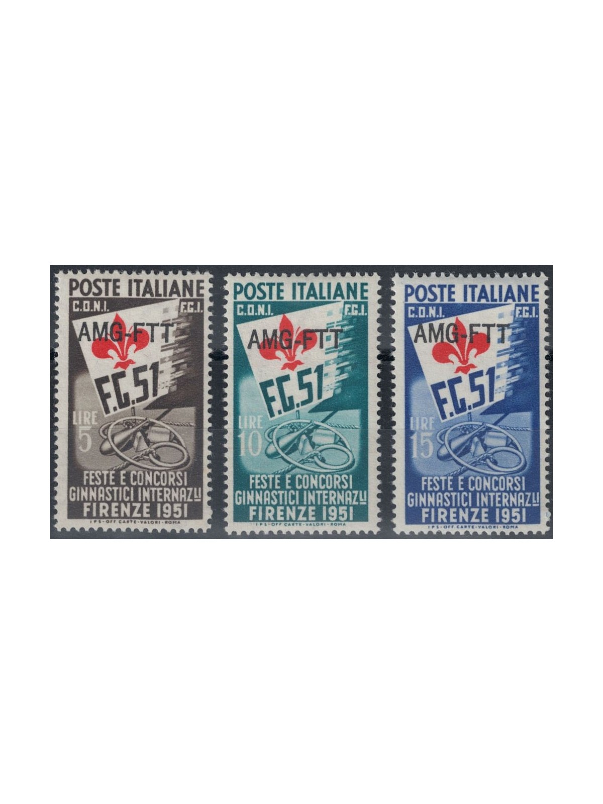 TRIESTE A 1951 International Gymnastics Competitions 3v MH*