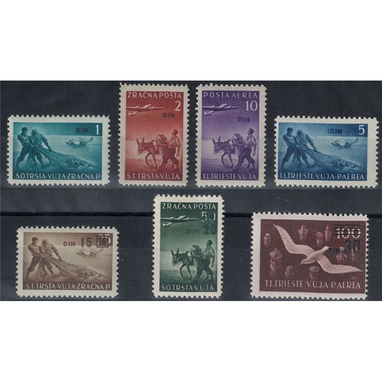 TRIESTE B 1949 Serie Pittorica soprastampata Din 7v MH*
