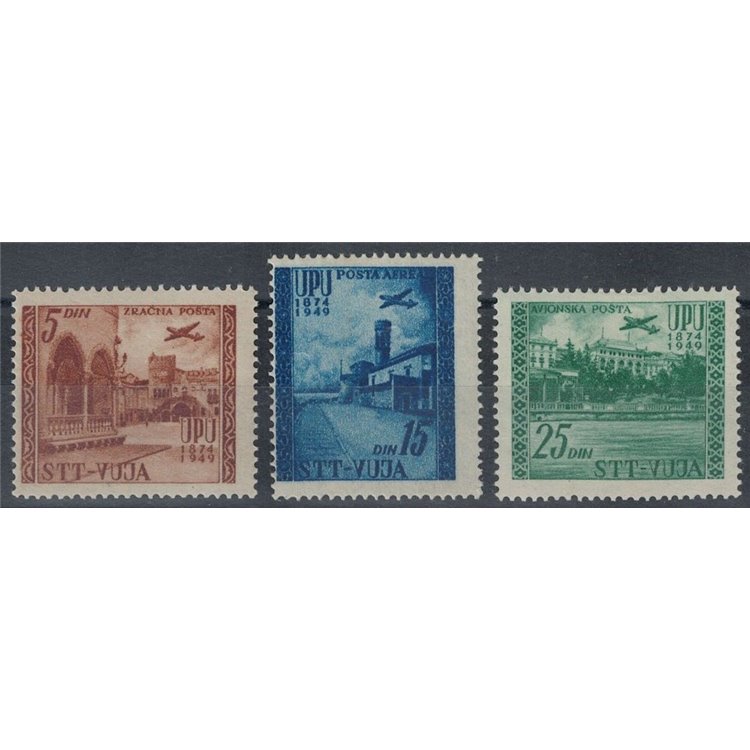 TRIESTE B 1952 Anniversary UPU (airmail) 3v MH*