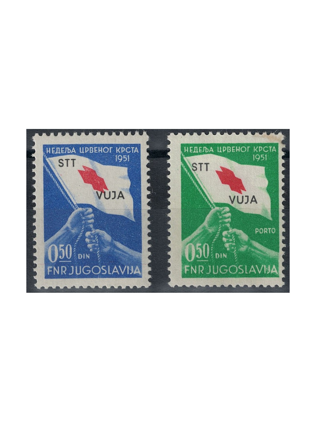 TRIESTE B 1951 Red Cross 2v MH*