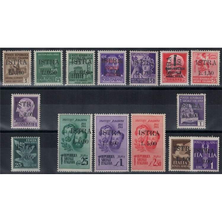 POLA - ISTRIA (WEST. YUGOSLAV) 1945 Overprinted, 1st issue 15v MH*