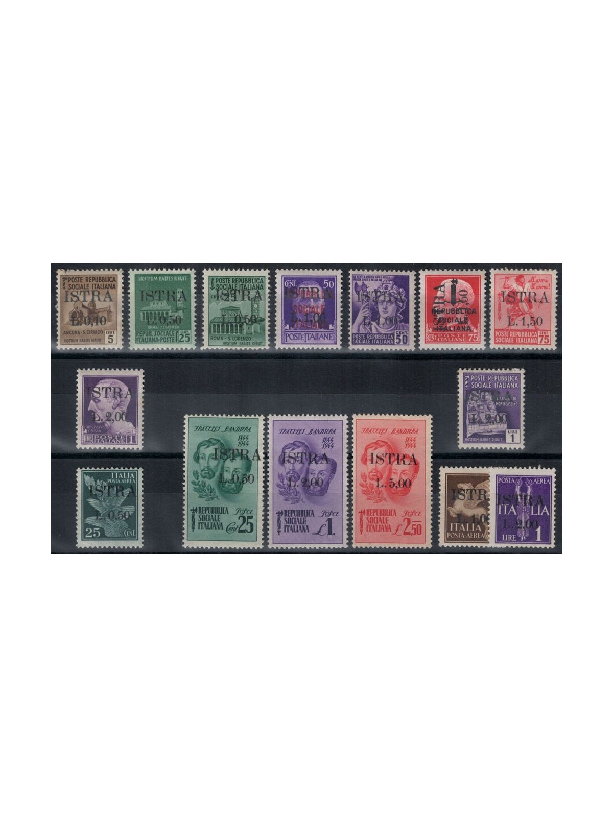 POLA - ISTRIA (WEST. YUGOSLAV) 1945 Overprinted, 1st issue 15v MH*