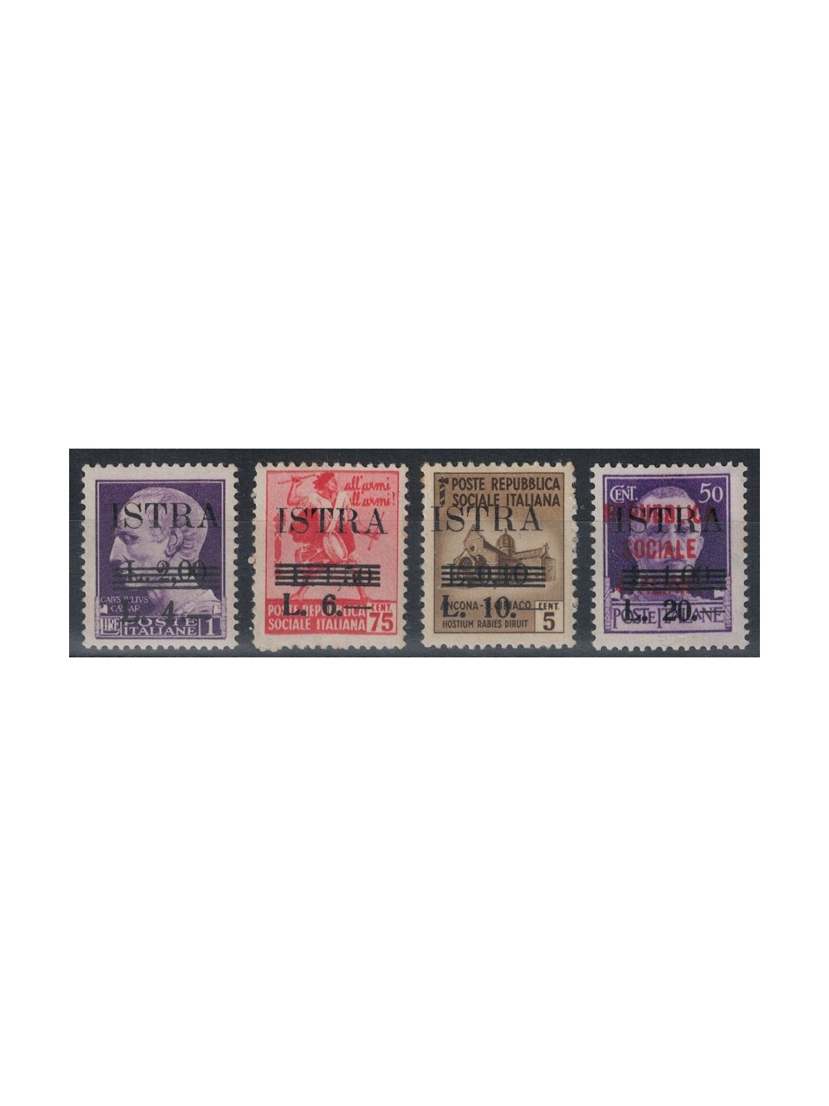 POLA - ISTRIA (OCC. JUGOSLAVA) 1945 Soprastampati, 2ª emissione 4v MH*