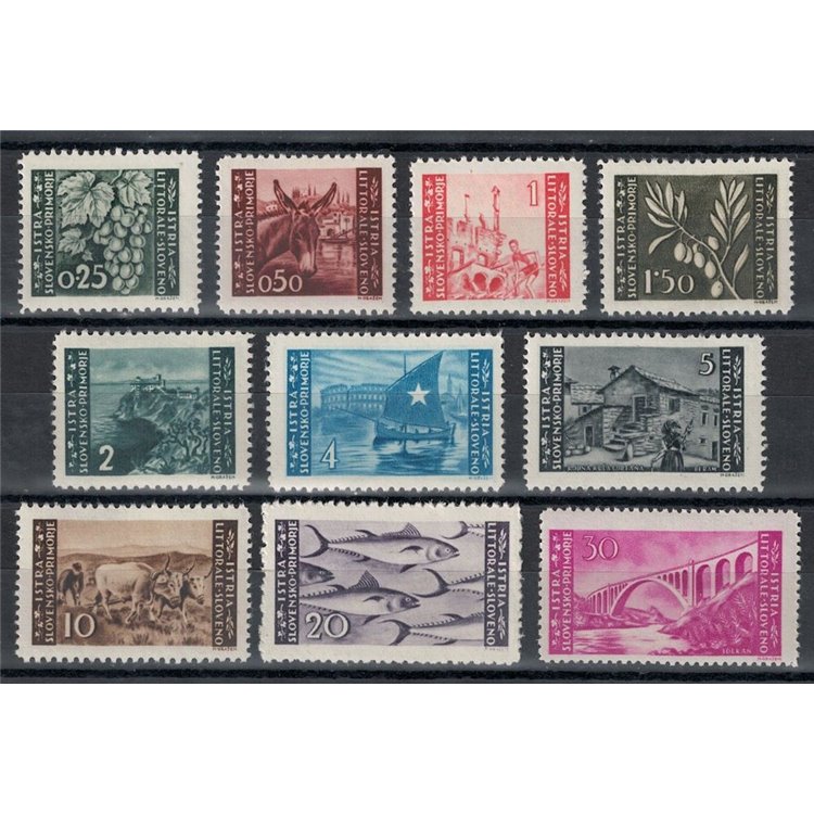 ISTRIA - LITORALE SLOVENO 1945 Serie Pittorica 1ª emissione 10v MNH**