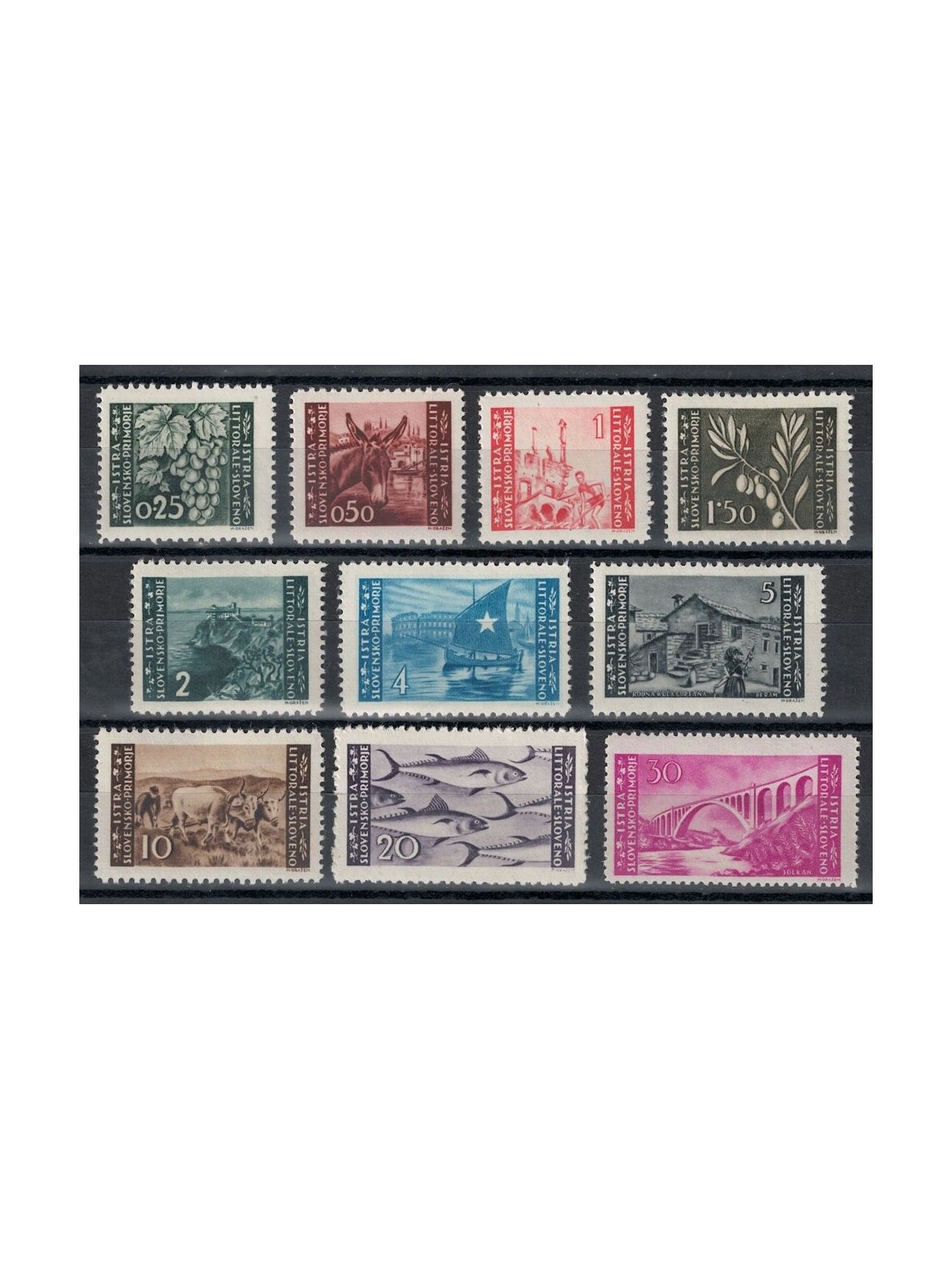 ISTRIA - LITORALE SLOVENO 1945 Serie Pittorica 1ª emissione 10v MNH**