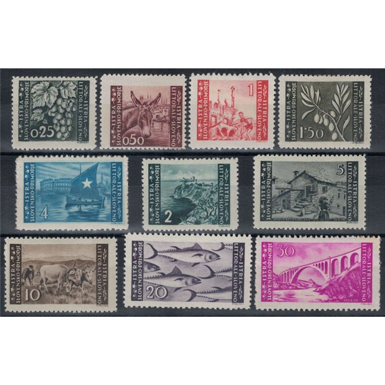 ISTRIA - LITORALE SLOVENO 1945 Serie Pittorica 1ª emissione 10v MH*