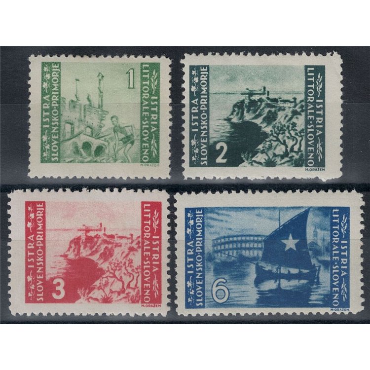 ISTRIA - LITORALE SLOVENO 1946 Serie Pittorica Tir. di Belgrado 4v MH*