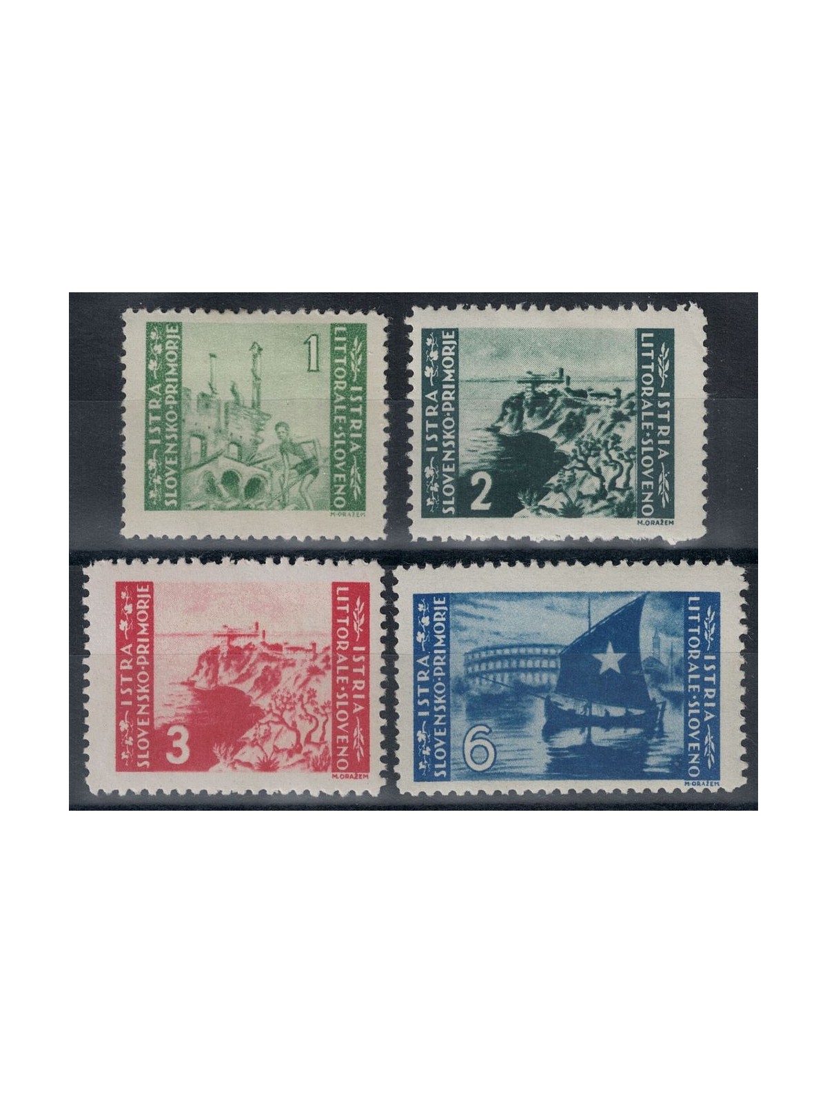 ISTRIA - LITORALE SLOVENO 1946 Serie Pittorica Tir. di Belgrado 4v MH*