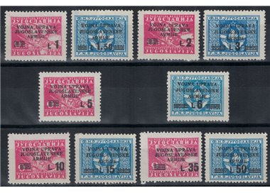 AMMINISTRAZIONE MILITARE JUGOSLAVA 1947 Soprastampati 10v MH*