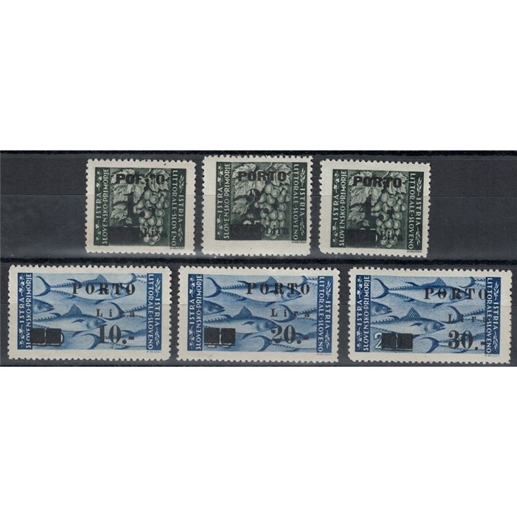 ISTRIA - LITORALE SLOVENO 1946 Segnatasse Tassello I e IV 6v MH*