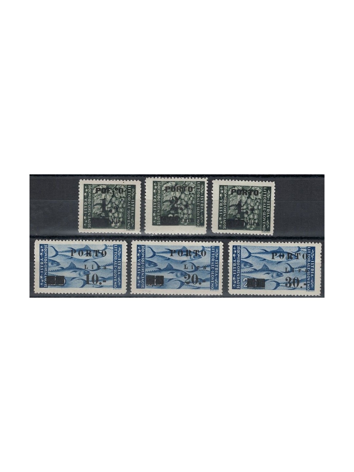 ISTRIA - SLOVENIAN COAST 1946 Postage Due Tag I and IV 6v MH*